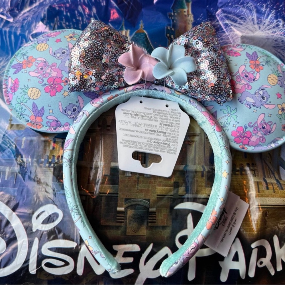 Stitch Angel Aloha Pineapple Sparkly Bow 2026 Ears Headband Disney Parks
